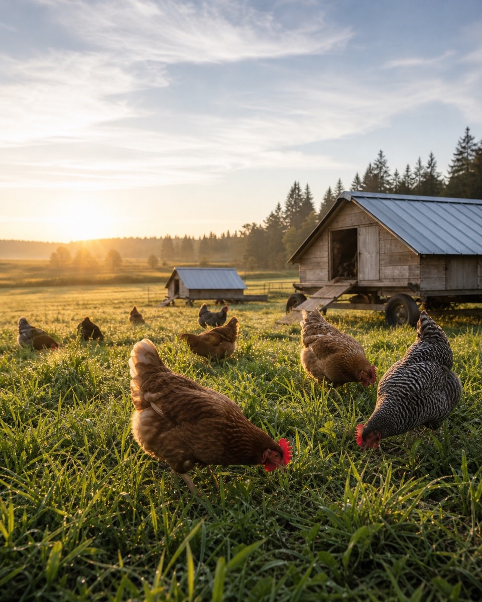 Free-range chicken farm